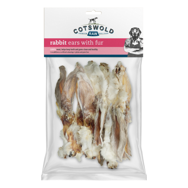 Cotswold RAW Rabbit Ears With Fur - 100g