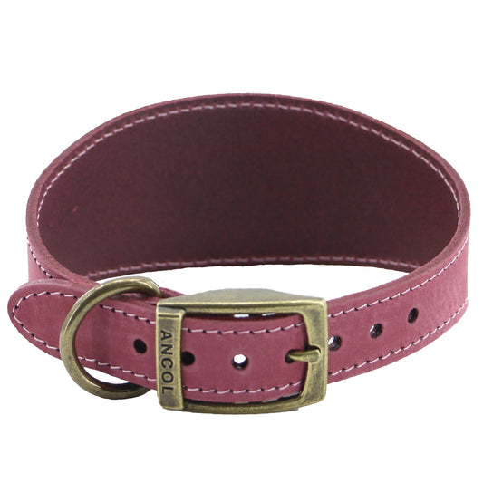 Timberwolf Greyhound Leather Collar 34 - 43 cm - Raspberry