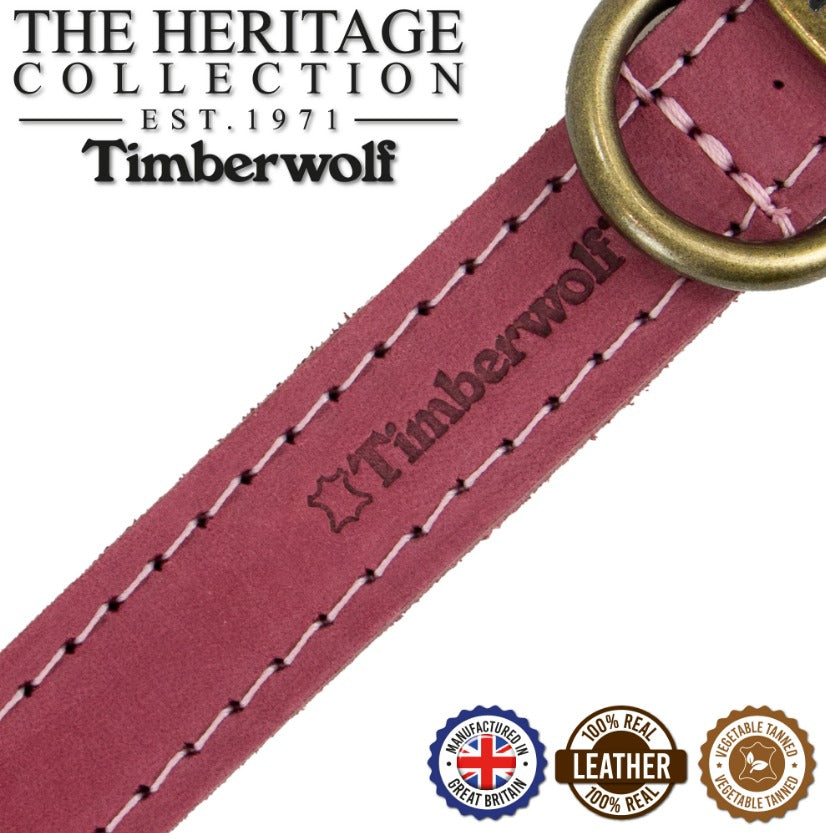 Timberwolf Leather Collar - Raspberry