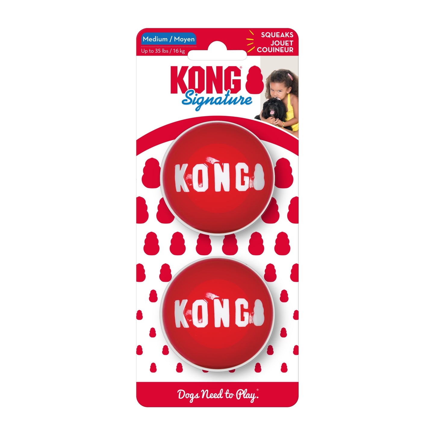 KONG SIGNATURE BALLS 2-PK - MEDIUM