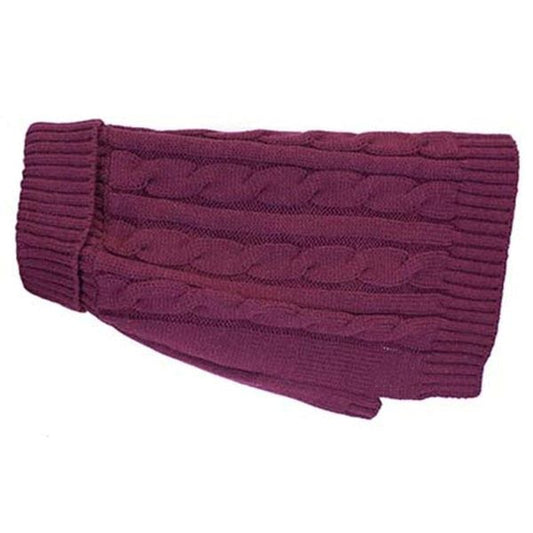 Charlton Cable Knit Dog Jumper - Deep Berry