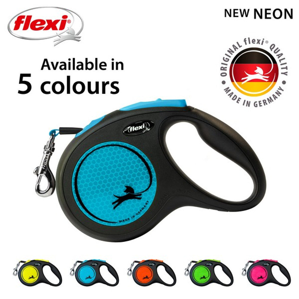 Flexi Neon Retractable Dog Lead - Blue