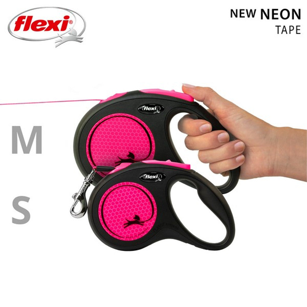 Flexi Neon Retractable Dog Lead - Pink