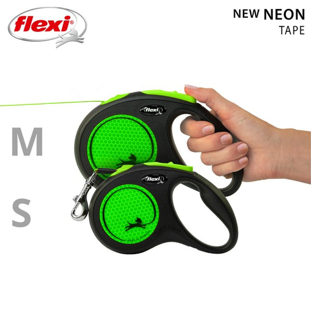 Flexi Neon Retractable Dog Lead - Green