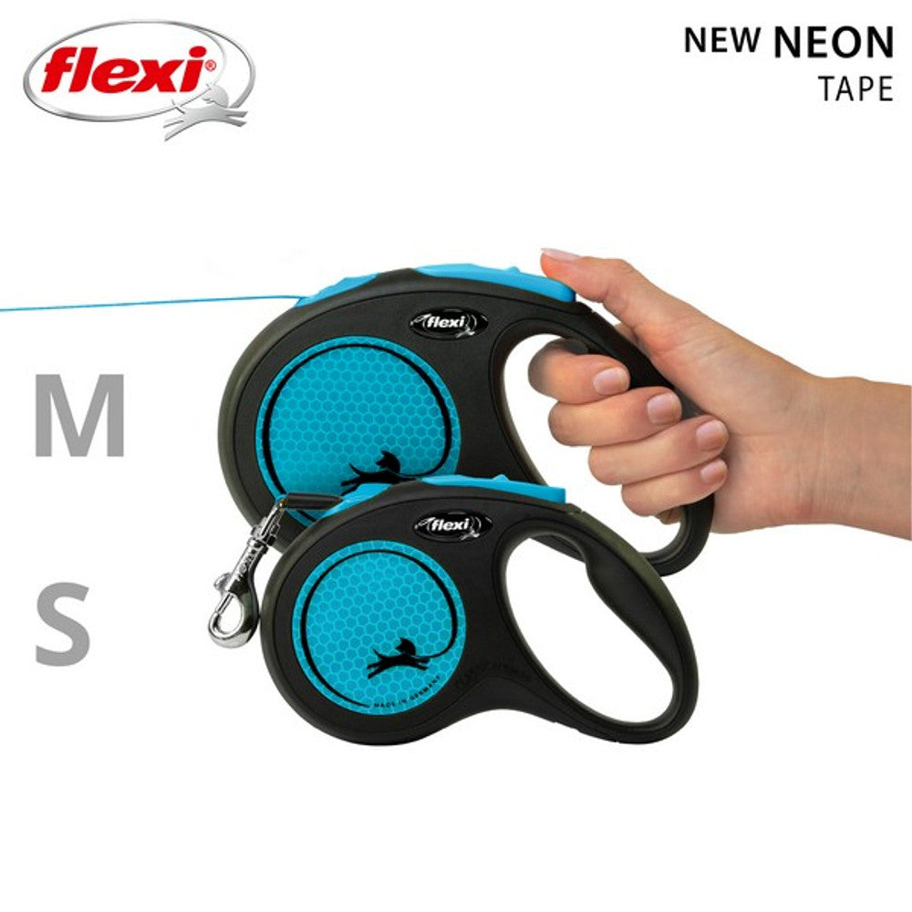 Flexi Neon Retractable Dog Lead - Blue